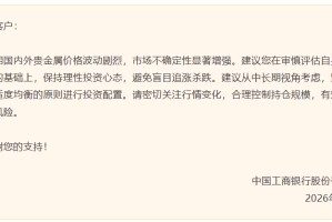 史诗级暴跌！工行提示贵金属投资风险